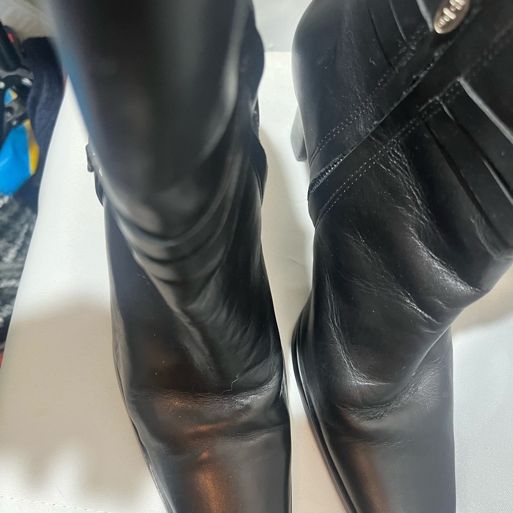 Harley-Davidson Black Leather Heeled Biker Boots Metal Hardware Women’s 7.5 - Picture 6 of 9